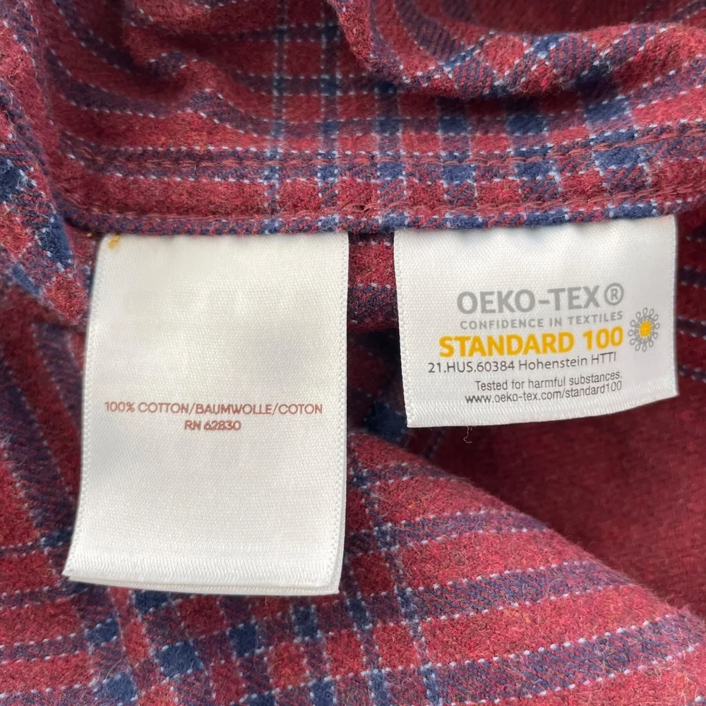 BLAKE SHELTON FOR LANDS’ END Men’s Size Large Maroon & Blue Plaid Flannel Shirt - Picture 4 of 5